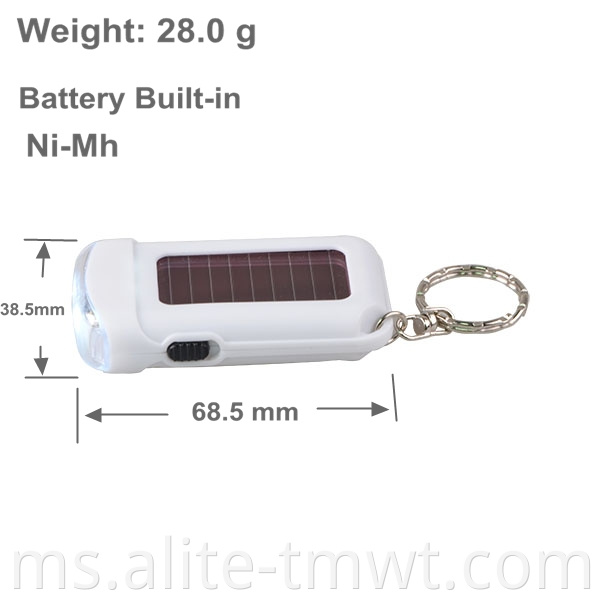 Mini PVC Plastik Peribadi LED Keychain Obor Solar